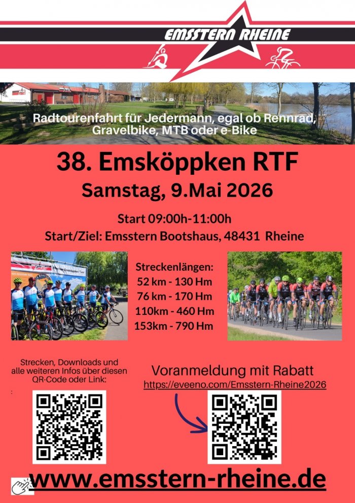 38. Emsköppken RTF am Samstag, 09. Mai 2026